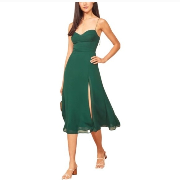 Reformation Juliette Dress in Emerald - Picture 4 of 5